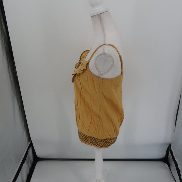 Mine Yellow Tank Top Embroidered Details Size Medium - Picture 6 of 9